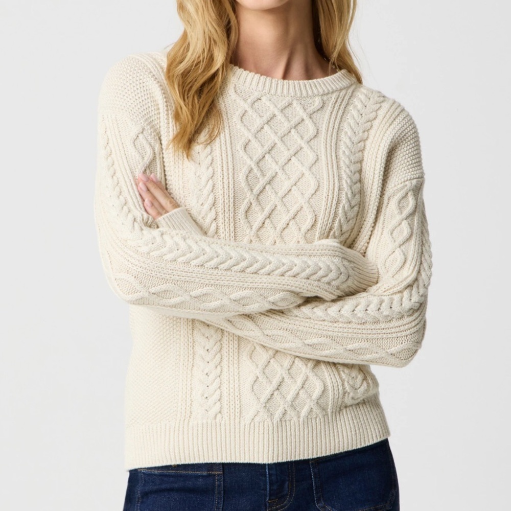 J. Crew factory Cable crewneck sweater 100% cotton fabric